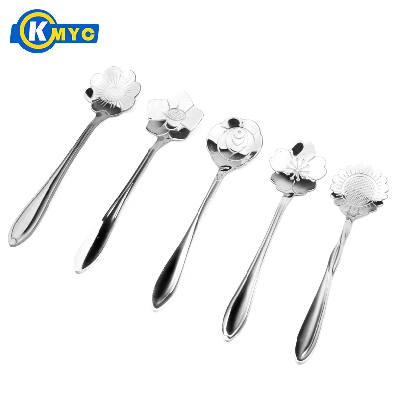 KMYC In Acciaio Inox Fiori Delicati Cucchiaio Tuta High-End per Tè e Caffè di Agitazione Cucchiai Calda Della Gelatina di Modo di Ghiaccio Crema Posate