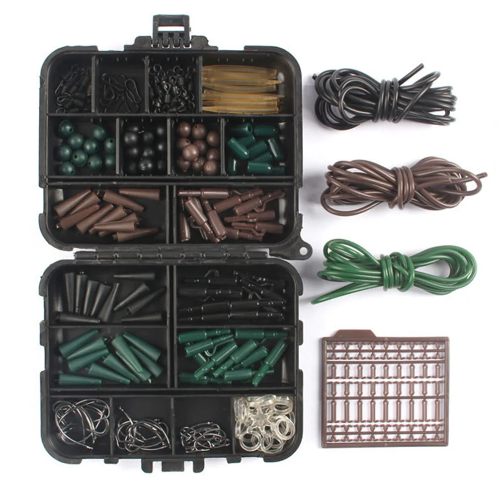 

1 Set Fishing Tackle Full Loaded Hook Hose Roll Swivel silicone Connector Sinker Rack Terminal Tackle