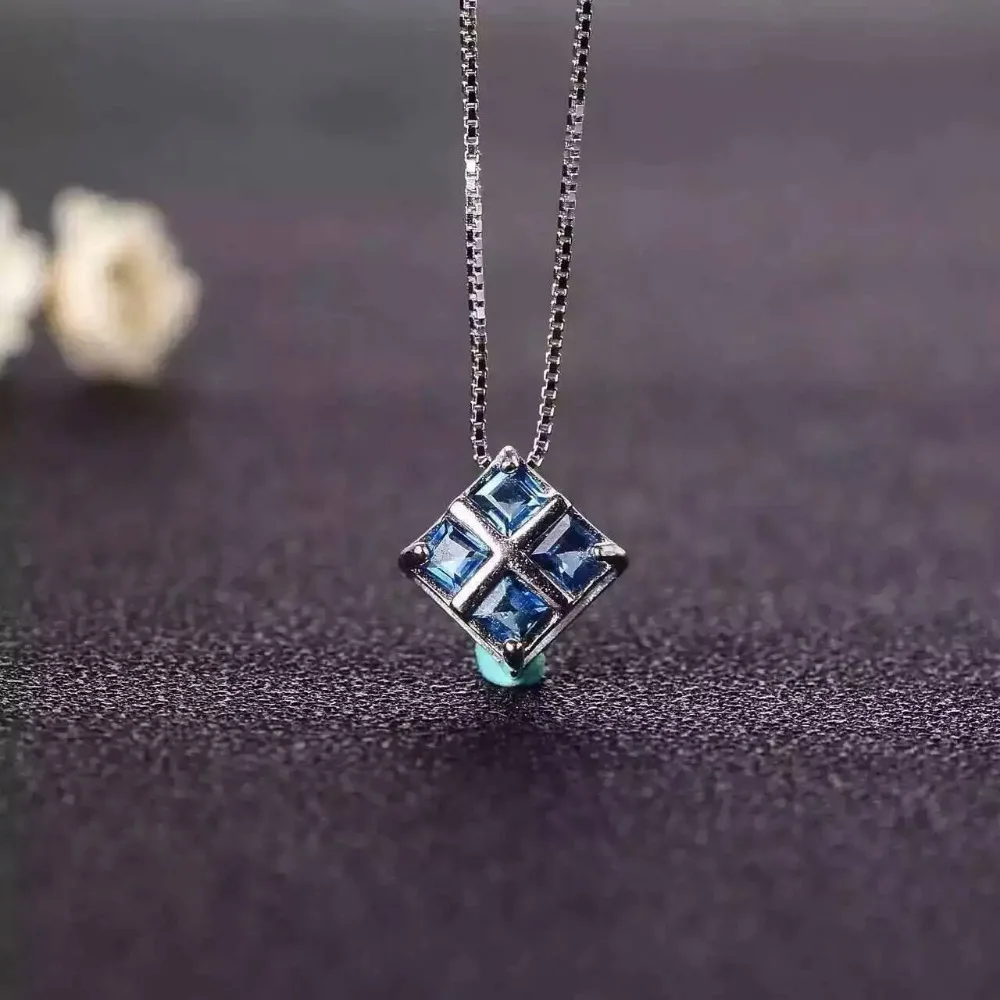 Ювелирный набор из серебра s925 пробы с натуральным сапфиром, серьги с натуральным синим драгоценным камнем, кольца с подвеской, хорошее ювелирное изделие для женщин