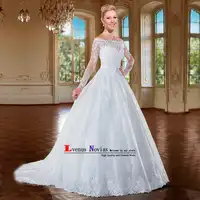 vestidos de noiva Sexy Back Bridal Dresses Robe de Mariee Romantic White Appliques Ball Gown Wedding Dress Long Sleeve Trouwjurk