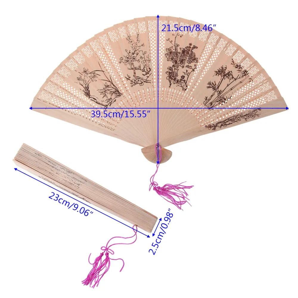 Chinese Folding Fragrant Sandalwood Hand Fan Bamboo Wedding Party Gift