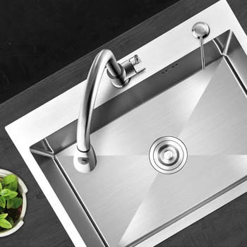 

11 Gauge Thickness Kitchen Sink Above Counter Brushed Stainless Steel Single Bowl Sinks Kitchen,40*50cm Stainless Sink