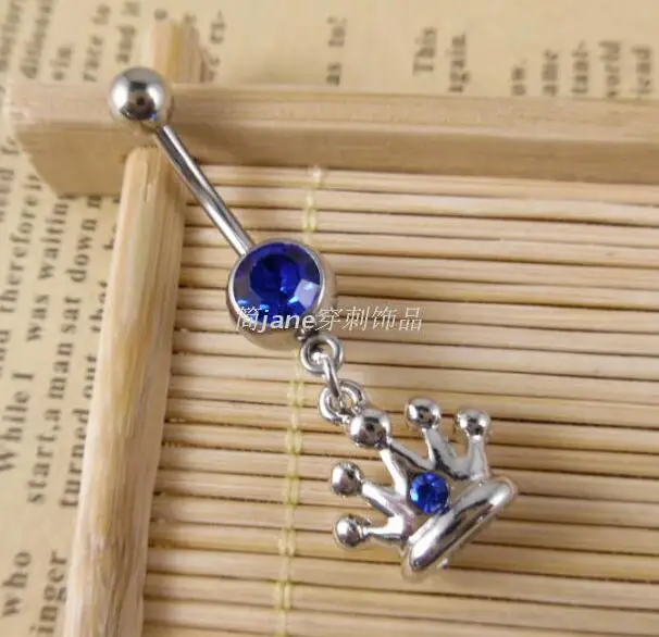 

2016 new Dangle Imperial crown Belly bar fashion women body piercing Jewelry belly button ring 316L Surgical Steel