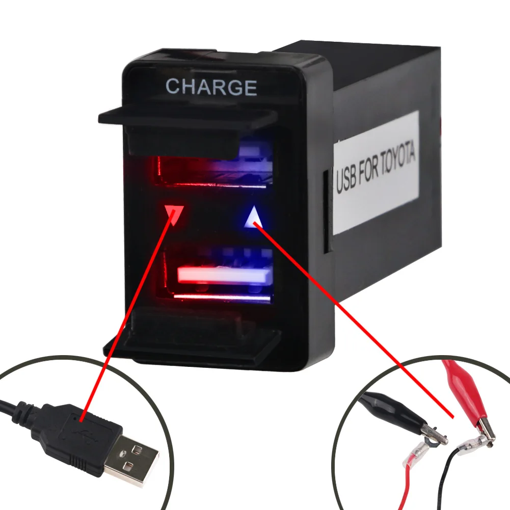 

2.1A USB Interface Socket 12V-24V For TOYOTA Mini 2 Port Dual Car Charge for MP3 MP4 Smartphone PAD iphone Tablet PC GPS
