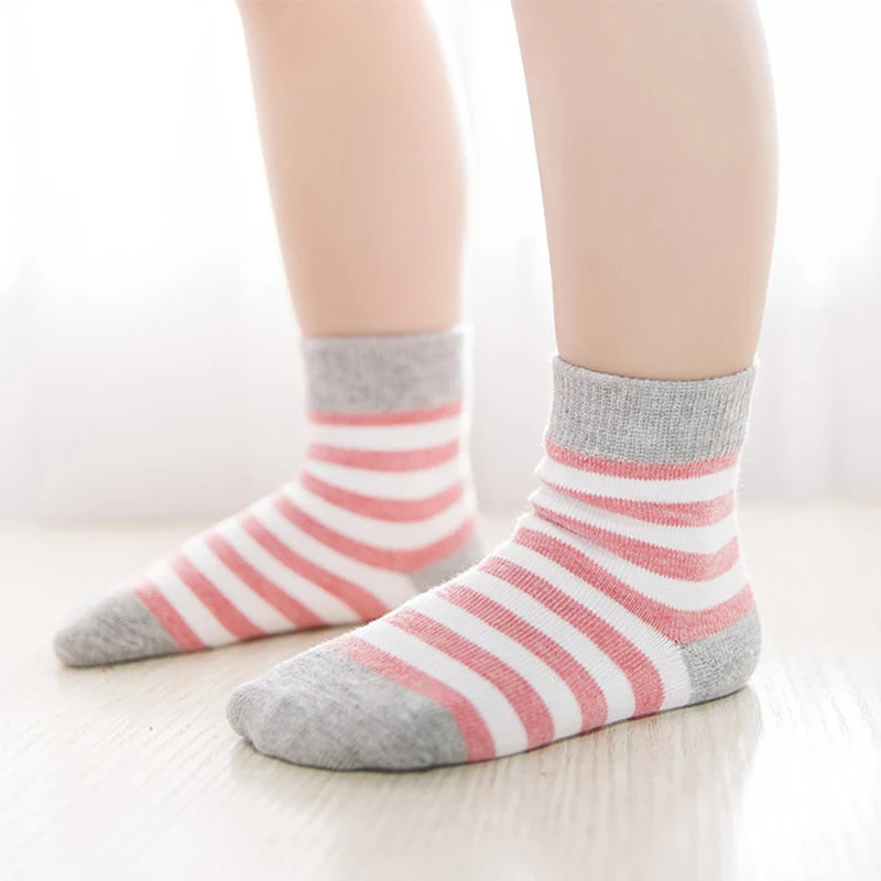5 пара/лот, носки для маленьких мальчиков, хлопковые носки в полоску для новорожденных девочек на лето и осень, носки для малышей, короткие носки для детей 0-2 лет