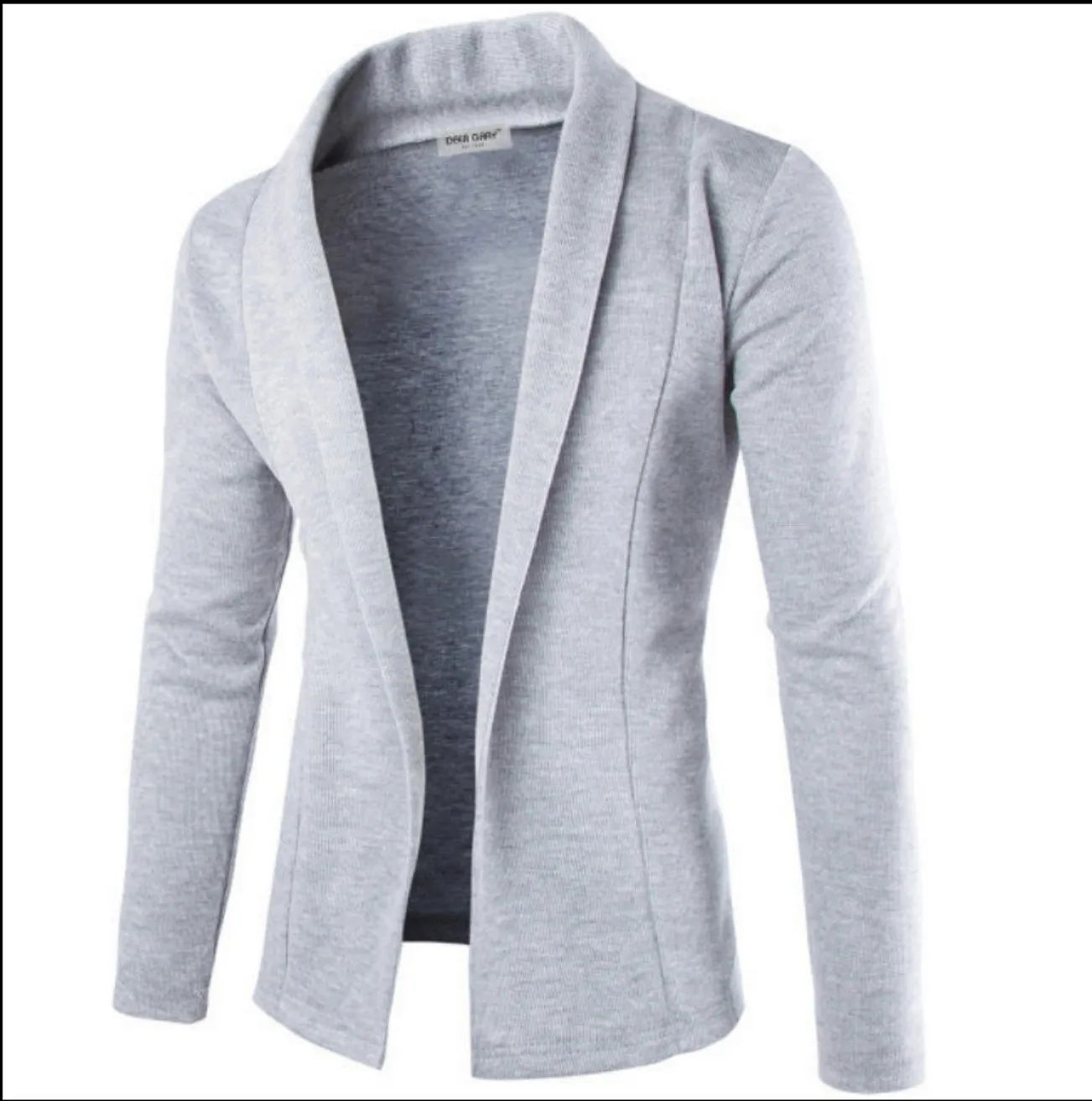 Мода, мужской повседневный приталенный однотонный пиджак без пуговиц, деловой рабочий пиджак, пиджак, верхняя одежда - Цвет: Серый