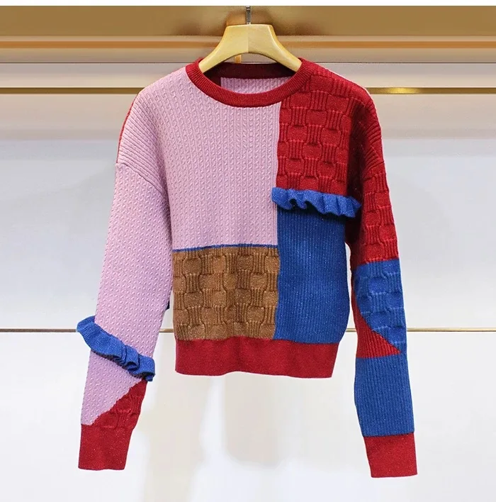 Piqué Jupe Femmes rouge Supérieure Elastique Taille Hiver Chandail Ensembles Laine Nouveau Couture Costume Volants Kaki 2018 Couleur Qualité Bloc De Tricotée RZvPP
