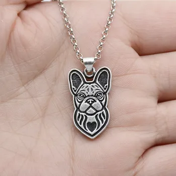 

Real Picture New Vintage French Bulldog Pendant Love Necklace Boho Dog Necklaces Collier Femme For Women Men Jewelry Choker Gift