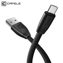 CAFELE Flat Type C USB Cable Charging Phone Cable for Samsung Huawei Xiaomi Oneplus Phone Type C Port Durable Mobile Phone Cable