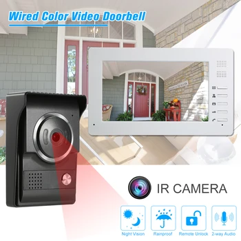 

7inch TFT-LCD Color Screen Wird Video Door Phone1*Indoor Monitor 1*Outdoor Camera Support Night Vision Waterproof Unlock Monitor