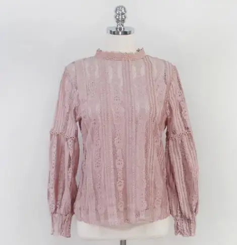 2019 Women blouse Hollow out sexy Lace Tops Ladies blusas femininas elegante Lantern sleeve Casual Crochet Lady blouse shirt