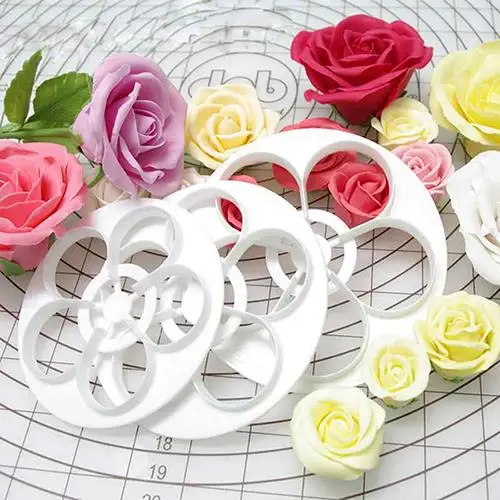 

New Portable 6Pcs Fondant Cake Sugarcraft Rose Flower Cookie Mould Gum Paste Cutter TooL
