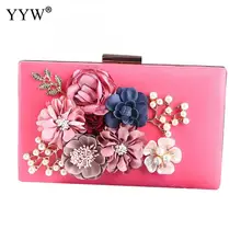 Розовый цветок клатчи сумка для женщин Роскошные сумки женские сумки дизайнерский клатч свадебные сумочки невесты со стразами жемчужное плечо