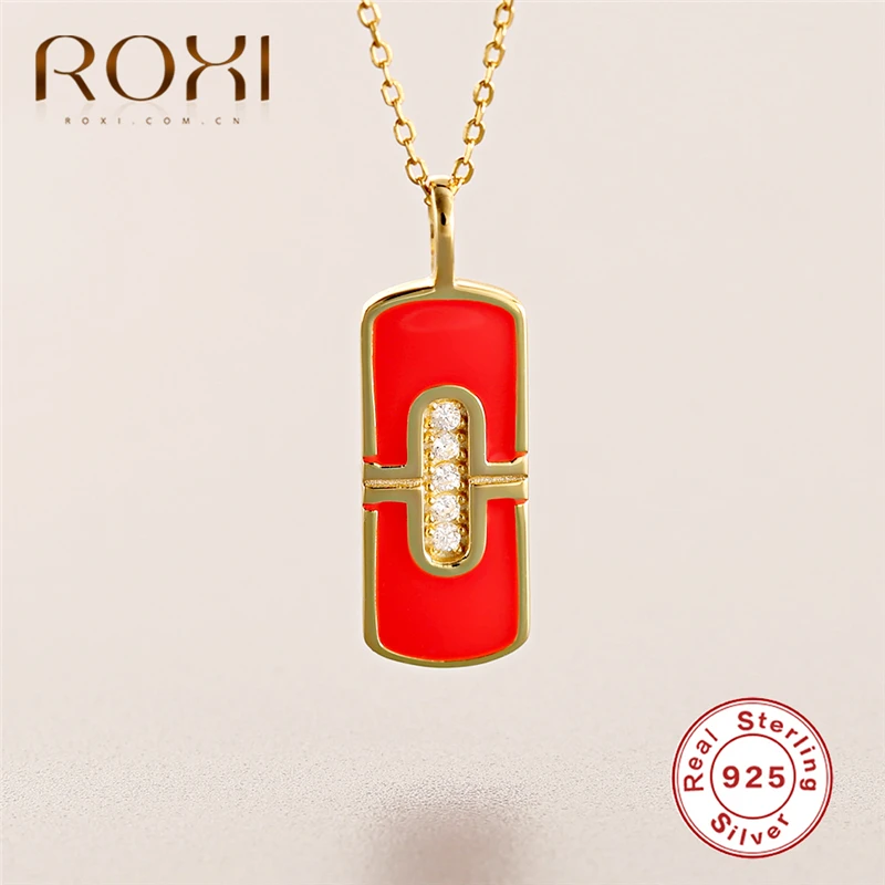 

ROXI Red Glaze Pill Necklace Hip Hop Fashion Jewelry Cubic Zircon Pendant Necklace Women's 925 Sterling Silver Necklace Collares