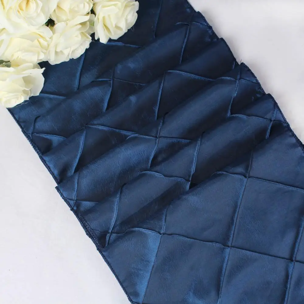 OurWarm высокое качество Pintuck настольный бегун современный стиль, сатиновый материал, для стола бегуны для дома вечерние Свадебные Рождественские украшения 30 см x 275 см - Цвет: Navy blue