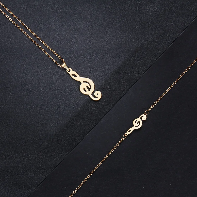 CACANA Stainless Steel Sets For Women Music Shape Necklace Bracelet Earring Jewelry Lover's Engagement Jewelry S541