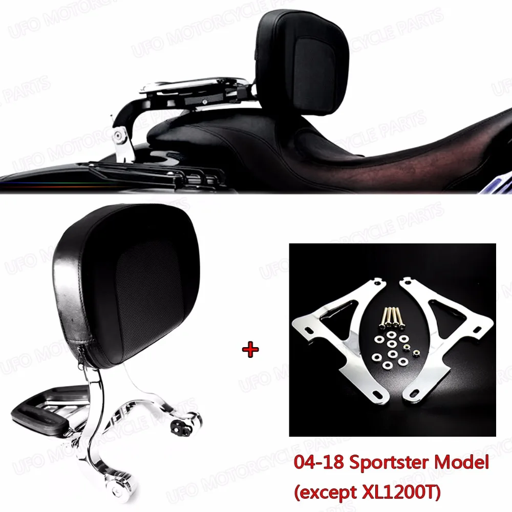 Chrome Fixed Mount&Driver Passenger Backrest For Harley 04 18 Sportster
