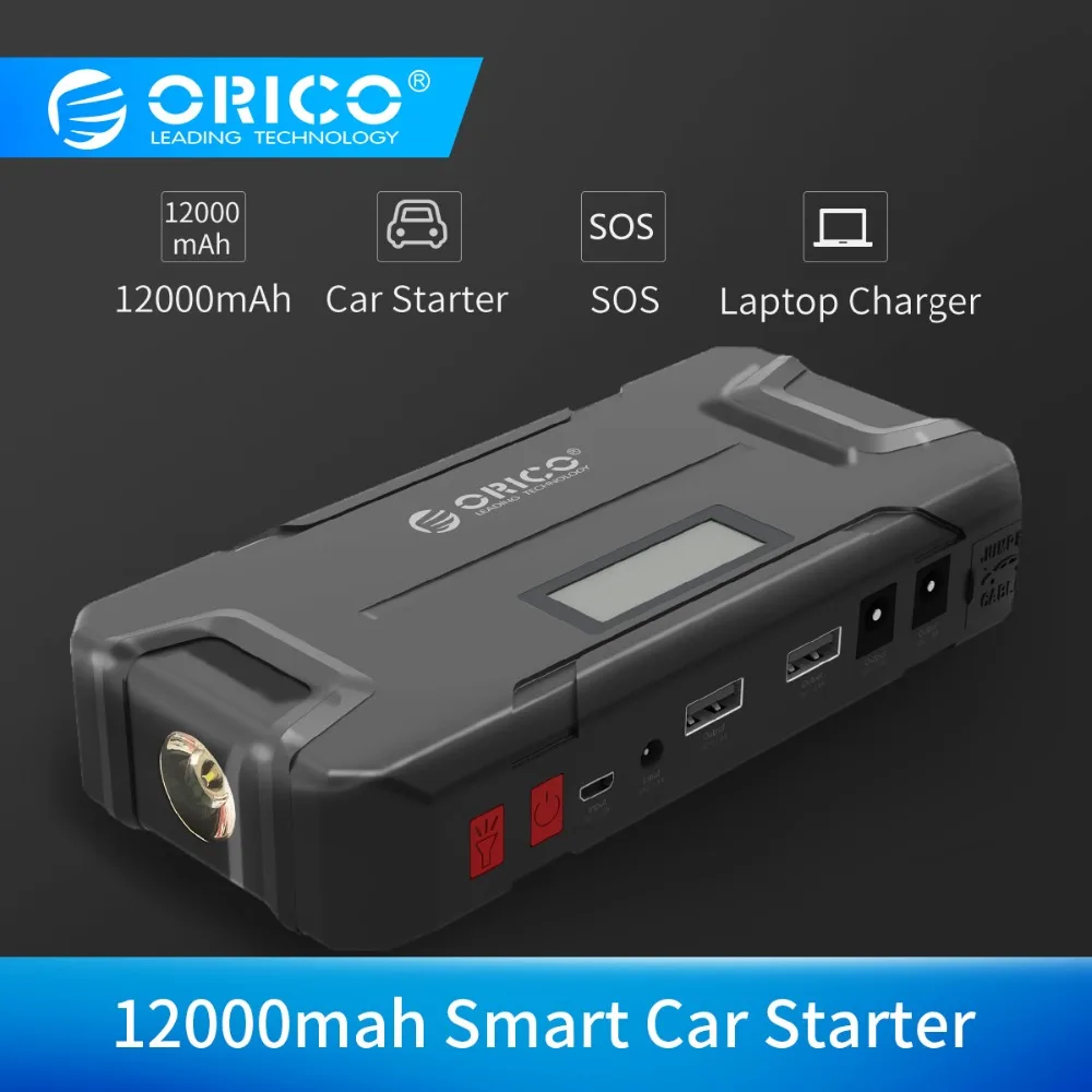  ORICO CS2 12000mAh Mini Vehicel Power Bank Portable Battery Emergency Booster Buster Power Bank wit