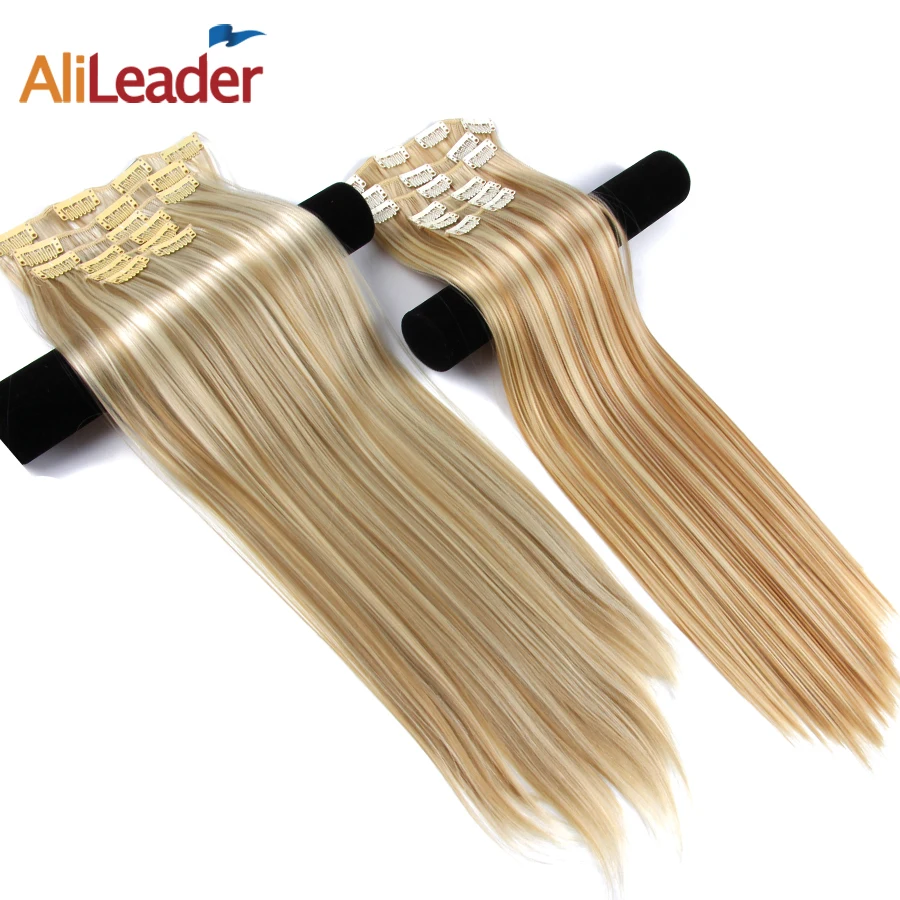 Alileader 55cm 100% Real Natural Thick Long Synthetic Hair Extention Heat Resistant Hairpiece Clip Curly 22inch Blond Brown 1pc