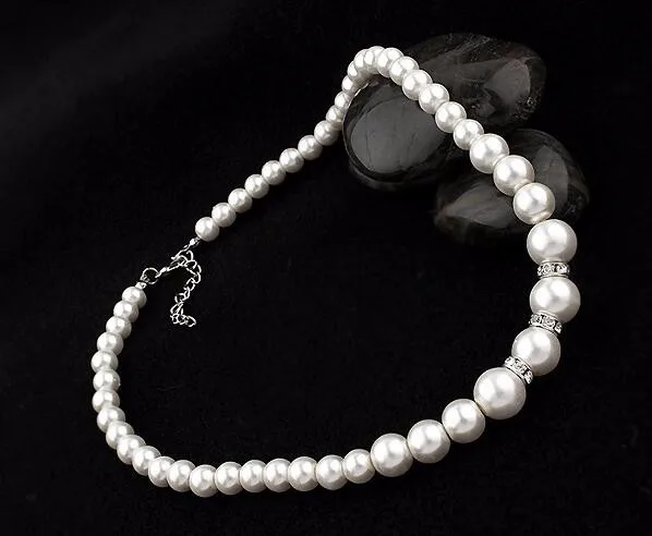 2016 Fashion Classic Imitation Pearl Silver Plated Clear Crystal Top Elegant Party Gift Fashion Costume Pearl Jewelry Sets N85 4
