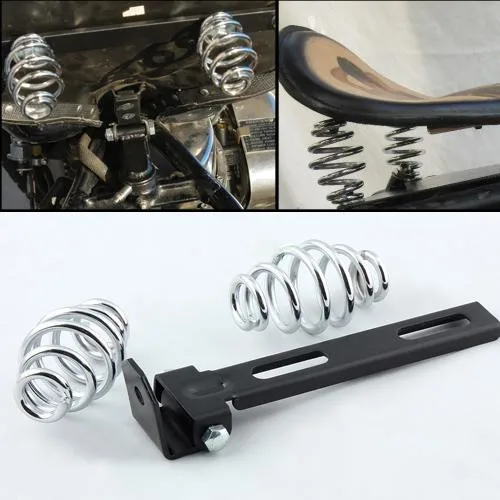 Motorcycle Chrome Black Solo Seat Mount Kit Bracket w/ 3" Barrel Spring
