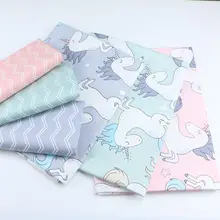 160 см* 50 см хлопок розовый зеленый серый мультфильм Белый Единорог звезды Ткань шеврон для DIY Детская кроватка Подушка Декор ручной работы