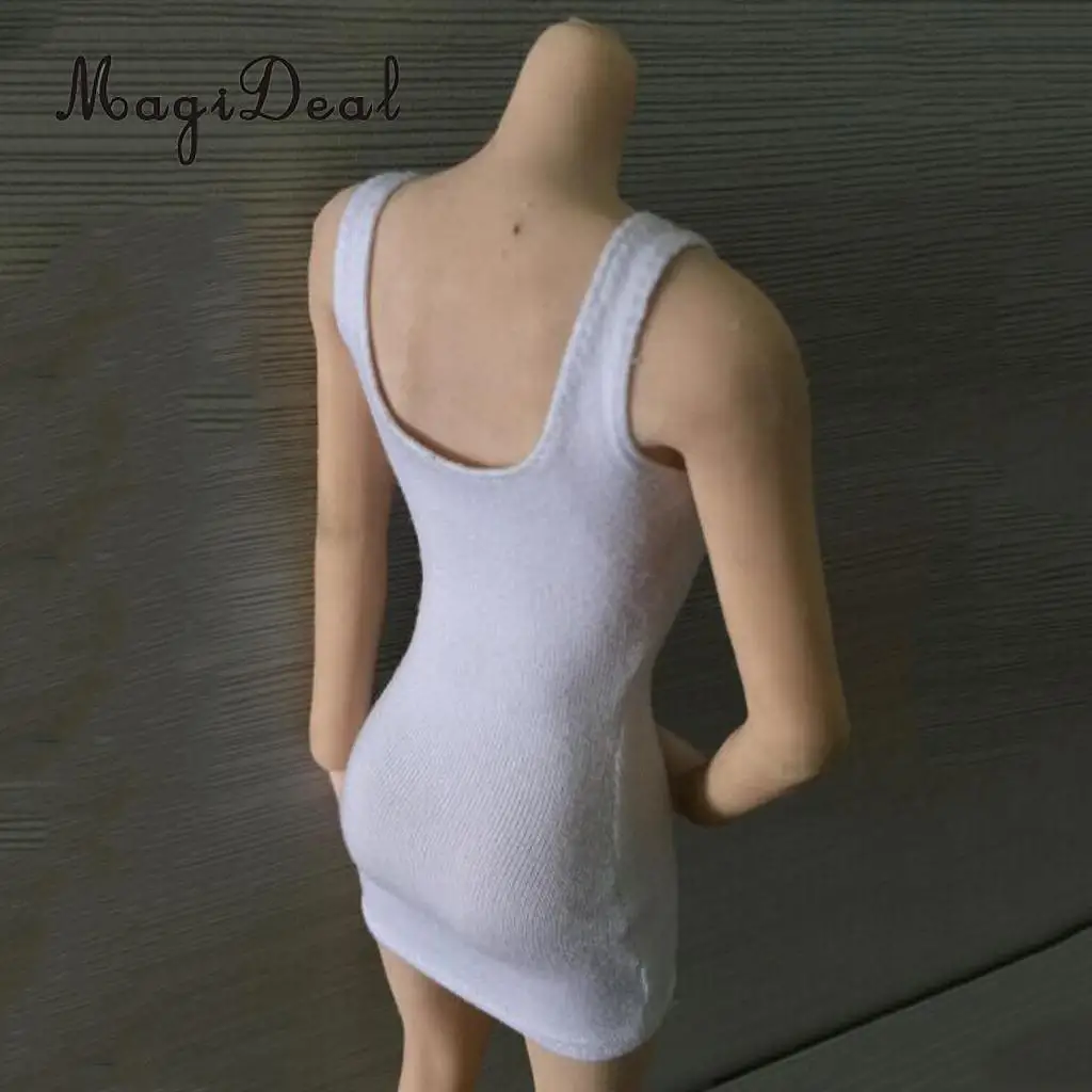 MagiDeal Fashion Cotton 1/6 Package Hip Vest Dress for 12 Inch Female Action Figure Body   Party Evening Clothes 4Colors