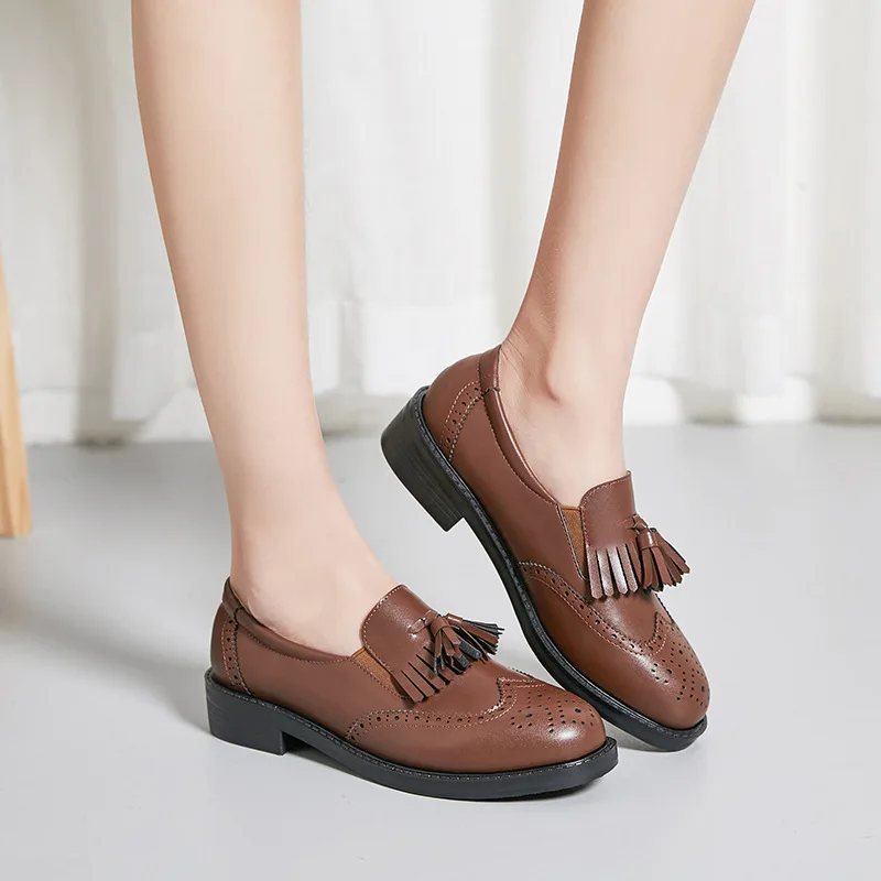 

2019 autumn new fashion simple solid color British style Bullock small shoes women Vintage and comfortable wild casual shoes