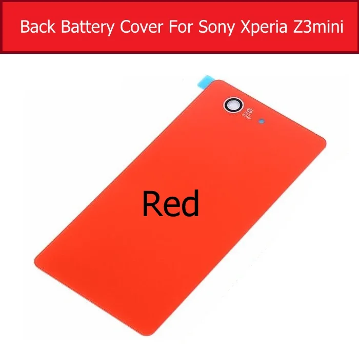 Задняя Батарея двери Корпус Стекло Крышка для sony Xperia z3 mini/компактный M55W D5803 D5833 сзади Стекло крышка чехол+ 1 шт, защитная пленка в подарок - Цвет: red