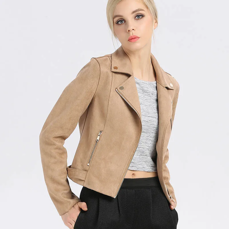 2017 Qualité Daim Automne Short Nouvelle Marque Haute Cuir Conception Vestes Couleur Femmes De Moto Kaki Rouge Kaki rouge Veste Printemps En Butin jLq35A4R