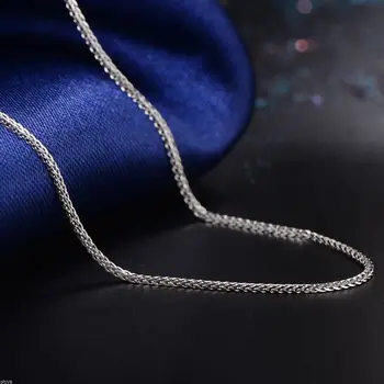 

Fine Pure Au750 18K White Gold Chain Women Wheat Link Necklace 16.5inch