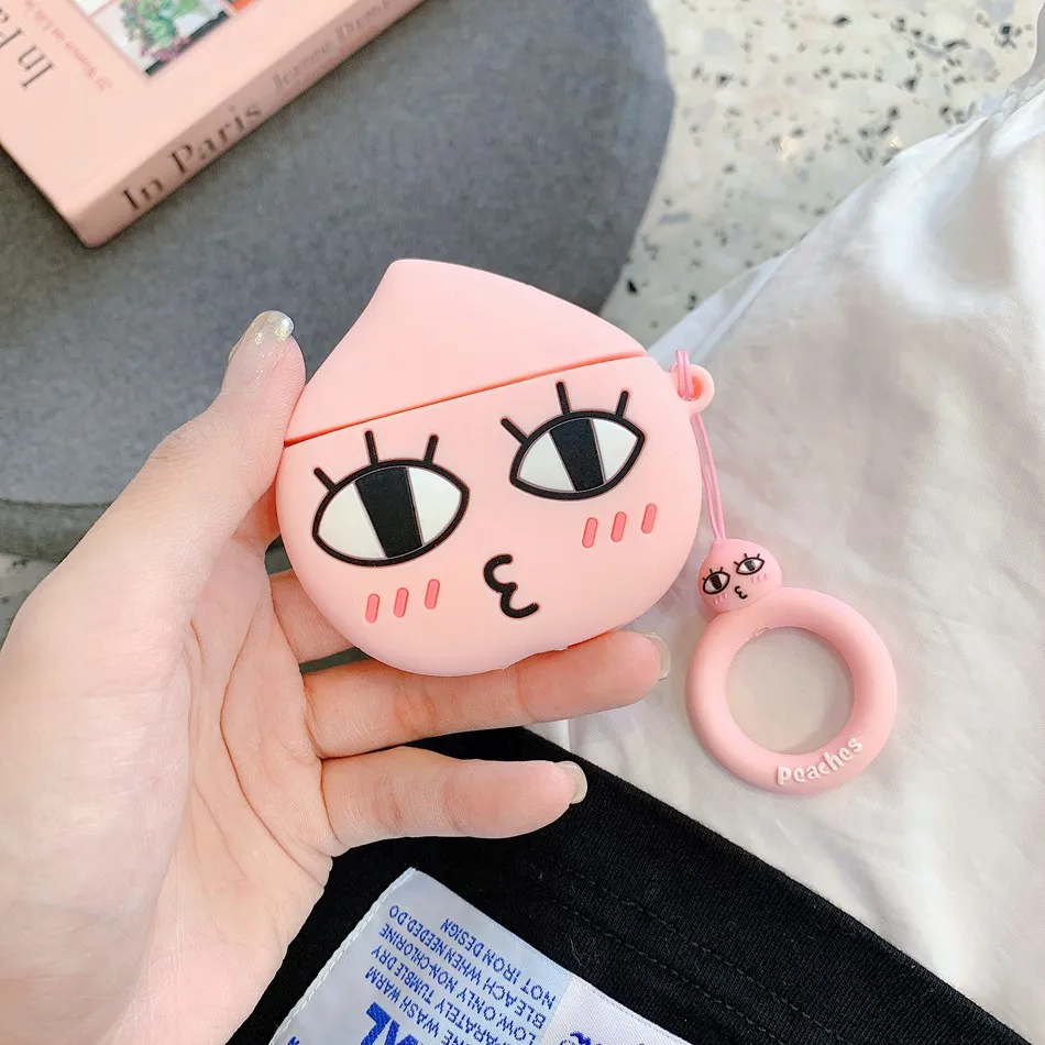 

3D Silicone Earphone Case For Airpods 2 Case Cute Lovely Cartoon Headphones Cover For Apple Air pods 1 Case For Earpods Key Ring