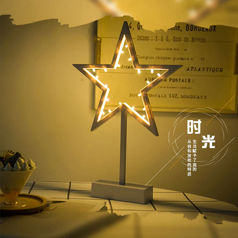 

LED Table Night Light Marquee Christmas Tree Star Heart Xmas Festival Home Party Decoration 3D Desk Lamp