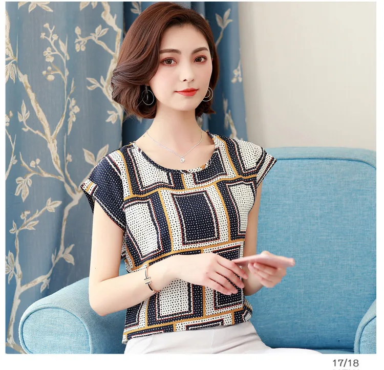 

Women Shirts Top Plus Size 4XL Blusas Femininas 2019 Summer Floral Print Short Sleeve