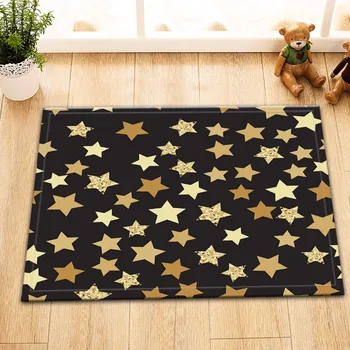 

LB 60*40 Gold Bathroom Carpet Doorway Floor Anti-skid Absorbent Black Pink Tree Star Printing Bath Mat For Bathtub Home Decor