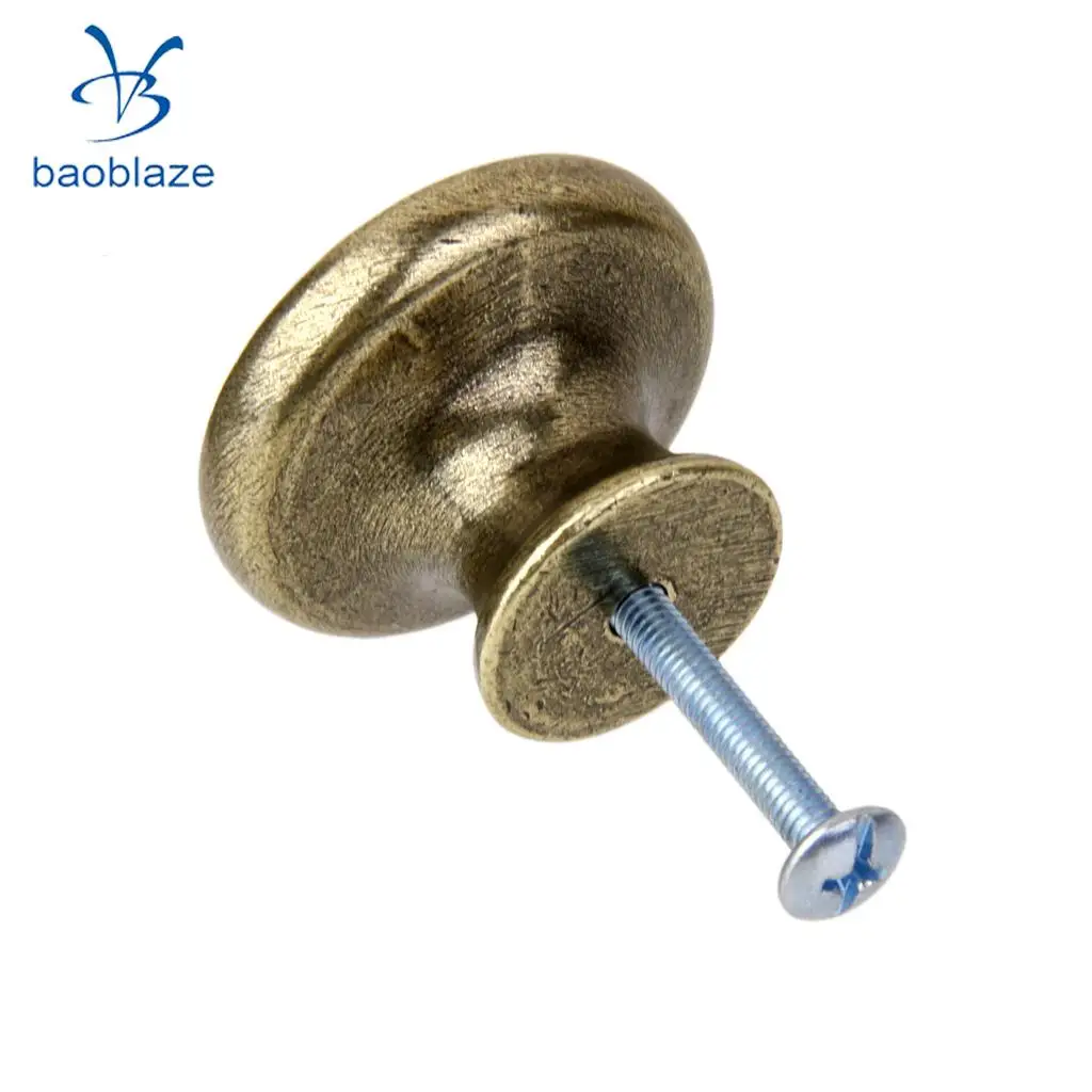 2pcs Vintage Brass Door Knob Cabinet Cupboard Drawer Dresser Pulls Handle Knob with Screws - Flower Bird