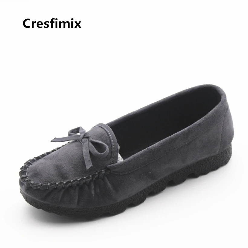 

Cresfimix women casual plus size slip on flat shoes lady leisure round toe grey flats zapatos de mujer female comfortable shoes