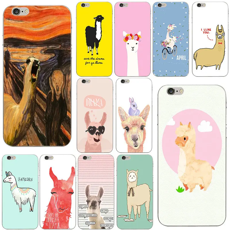 

Lovely Lama Llama Alpacas Soft TPU Silicone Mobile Phone Cases for iphone 6 6s Plus 7 8 Plus X 5 5S 5C SE 4 4S Capa Coque Funda