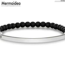 Бисерные ID браслеты с Бисер из обсидиана новые 925 стерлингового серебра модные ювелирные изделия модный подарок для женщин девочек