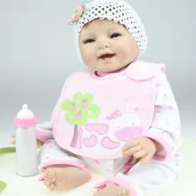 22 дюймов 55 см магнитный рот возрождается кукла мягкого силикона реалистичного игрушки подарок для детей рождественский подарок розовый молочная корова