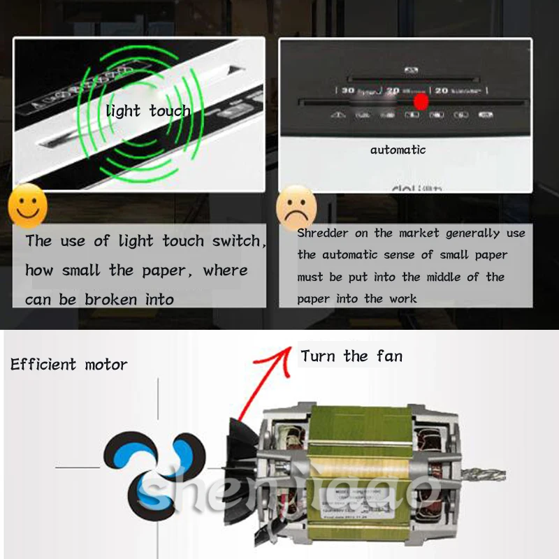 Электрический бумажный шредер 27Л дробилка бумаги сломанная электрическая разделительная дробилка сломанная бумага/карта Офисное оборудование SH15HH 1 шт