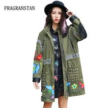 Женское повседневное весенне-осеннее Свободное пальто в этническом стиле с рисунком, с вышивкой, с длинным рукавом, с кисточками, с заклепками, модное пальто JQ126