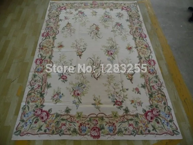 

Hand-stitched Floral Needled Blanket Vintage Royal Design With Floral Embroidery Points Handmade Museum Natural Sheep Wool
