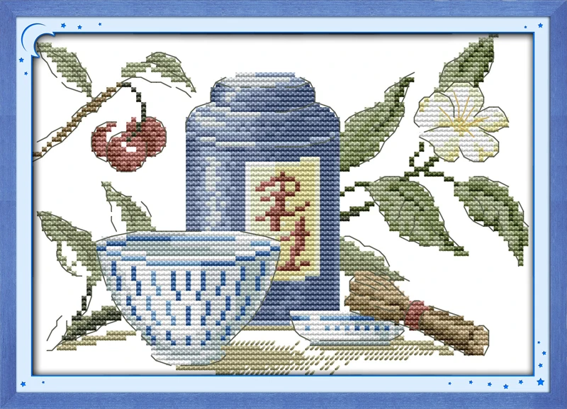 

The tea artistic conception (3), counted printed on fabric 14CT 11CT Cross Stitch kits,embroidery needlework Sets, Home Decor