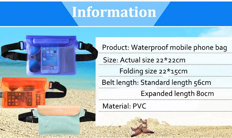 Waterproof Cell Phone Pouch Sports Waist Bag Swimming Drifting Pouch Dry Bag PVC Phone Cover Protective Bag Diving Accessories (12)