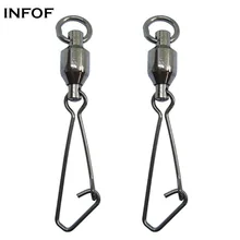 INFOF 100 штук рыболовные Вертлюги карабин шарикоподшипниковые Вертлюги с крючками из нержавеющей стали, соединитель крюка для ловли окуня