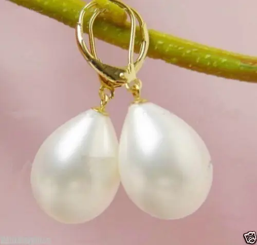 

FREE SHIPPING HOT sell new Style >>>> Huge 12X16MM tear drop White Shell Pearl Earrings