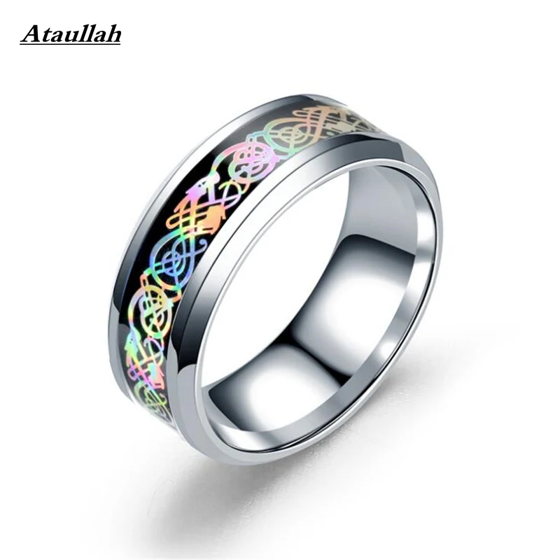 

Ataullah 4 COLORS Vintage 316L Stainless Steel Ring Mens Jewelry for Men lord Wedding Band Male Ring for Lovers RWD7-055-2