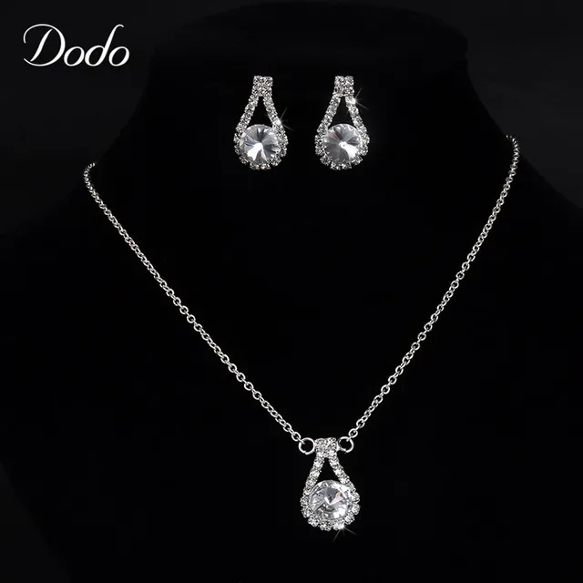 Clear Design Simple Style Vintage Fashion Jewelry Sets Crystal Clear Design Simple Style Vintage Fashion Jewelry Sets Crystal Teardrop Necklace Earring Bridesmaid Women S Best
