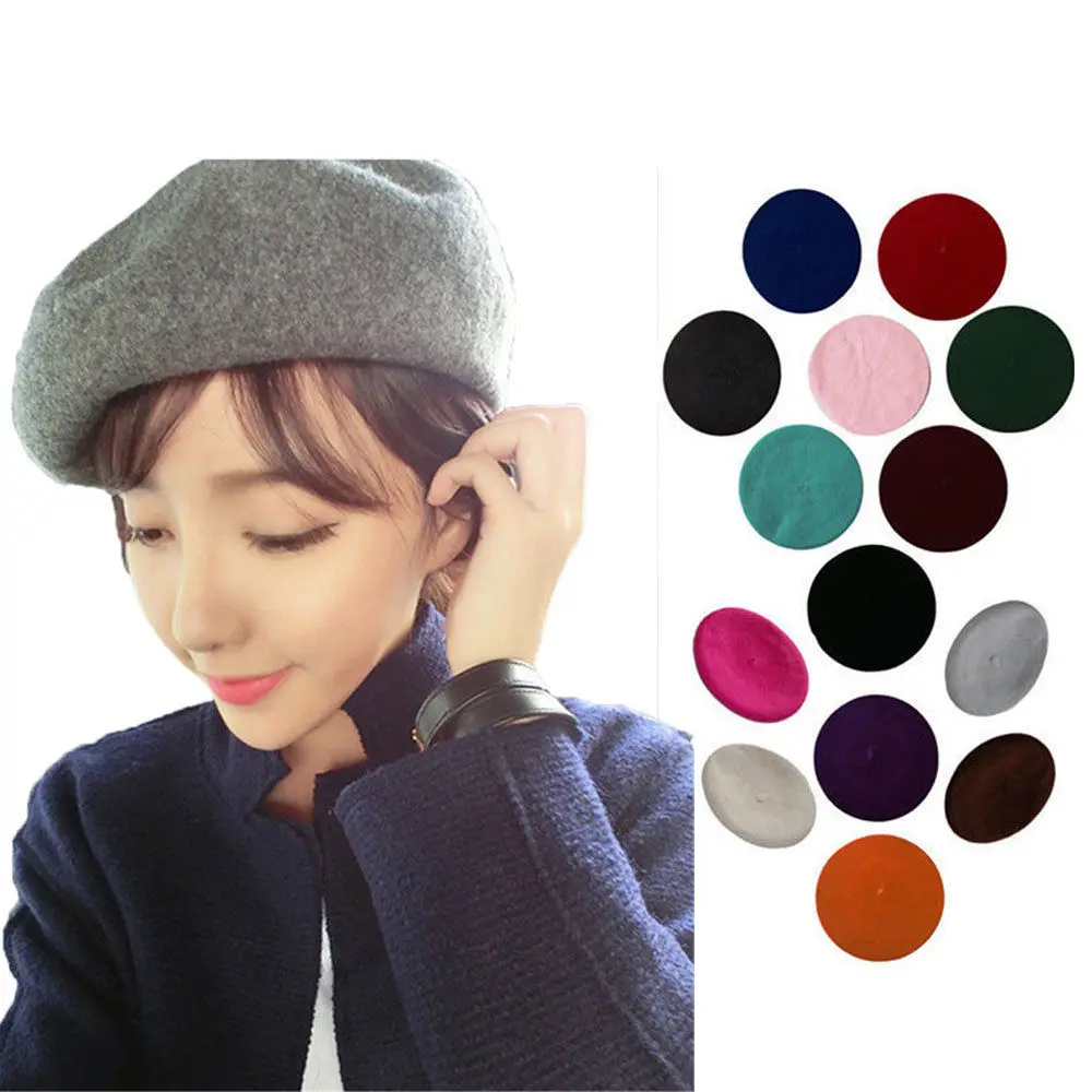 Elegant Women Wool Blend Warm Felt French Beret Beanie Fashion High